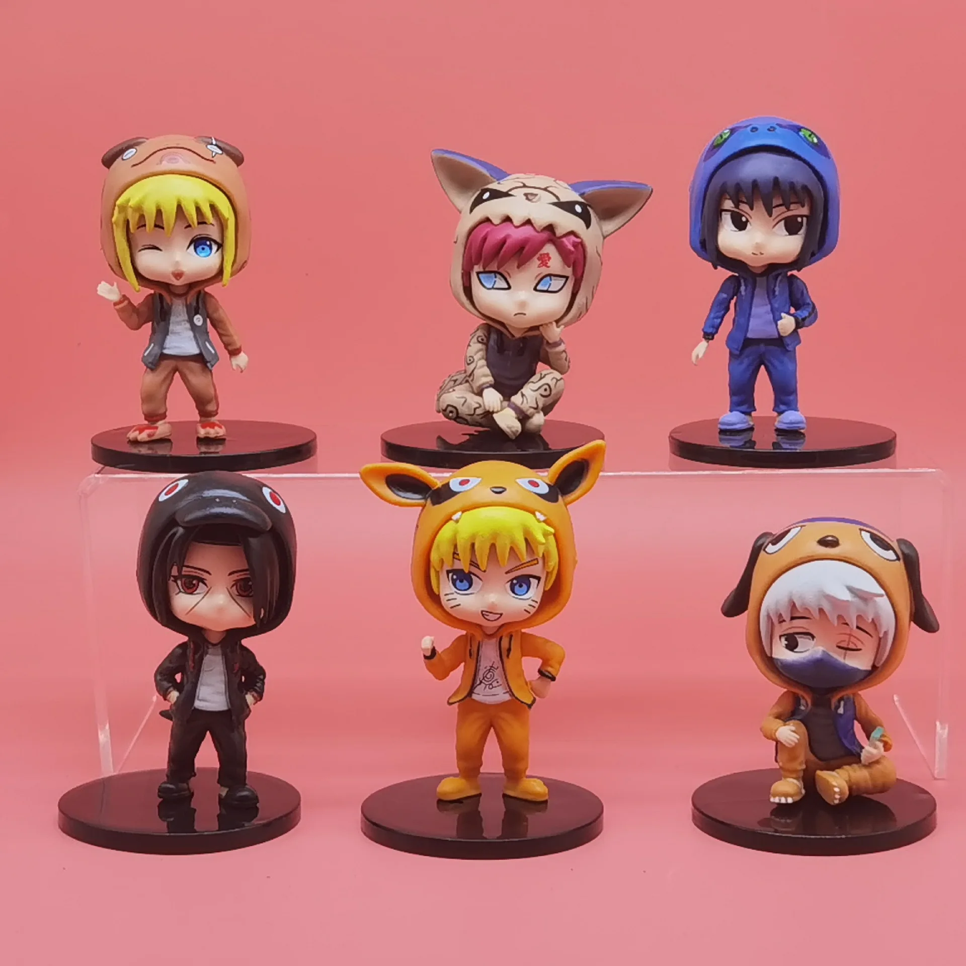 9th Generation 6pcs Anime Naruto Figures PVC Q Version Doll Gaara Kakashi Figure Room Decoration Cartoon Kawaii Boy Kid Toy Gift