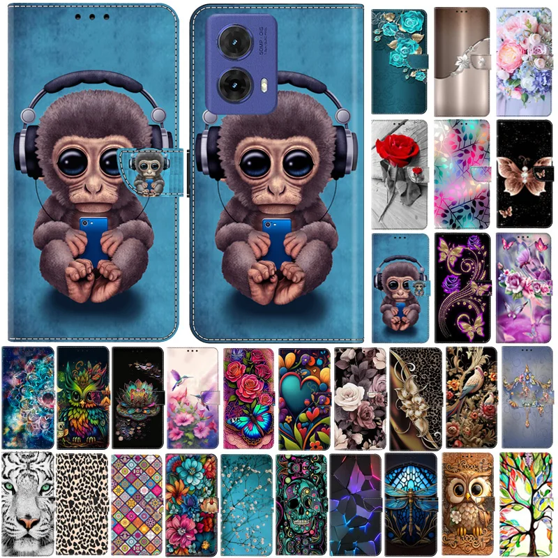 Edge2024 Case for Coque Motorola Edge 2024 Capa Painted Wallet Flip Case for Motorola Edge (gen 5) Phone Case Book Cover Fundas