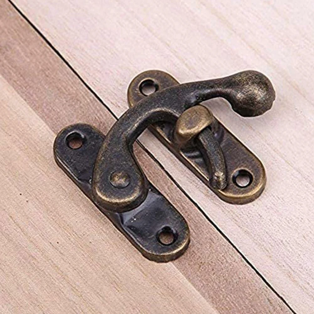 Brand New 30pcs/set Horns Locks Antique Bronze Iron Padlock Hasp Hook Lock Curved Buckle With Screws