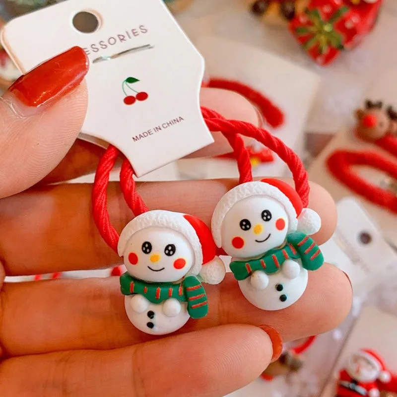 

Cute Cartoon Christmas Elk Elastic Hair Bands Rubber Hair Rope Tie Girls Hair Ponytail Holder Headwear Accessories