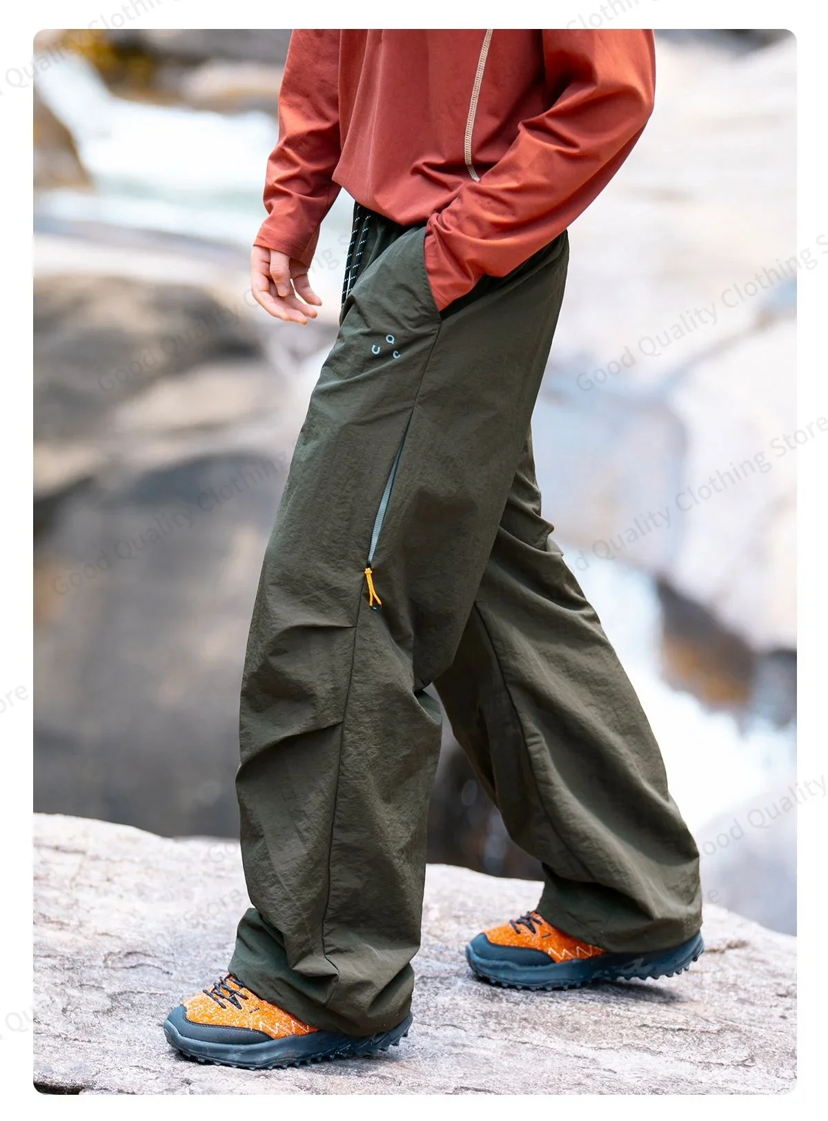 Arbeitsfreudige, wasserabweisende Outdoor-Overalls für Herren, Herbst, lange Hosen mit Schlitz und Falten, Kontrastfarben, Reißverschluss, Sport- und Freizeithose – Detail 18