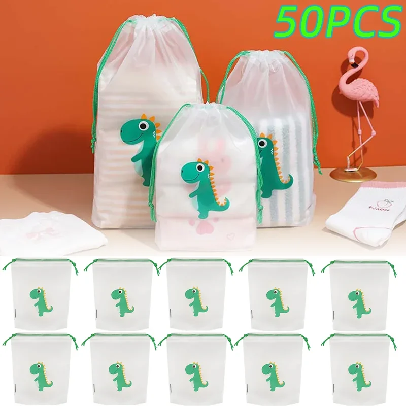 Transparent Drawstring Storage Bag Clothes Underwear Shoes Organizer Pouch Travel Toiletries Cosmetic Cartoon Storage Bag