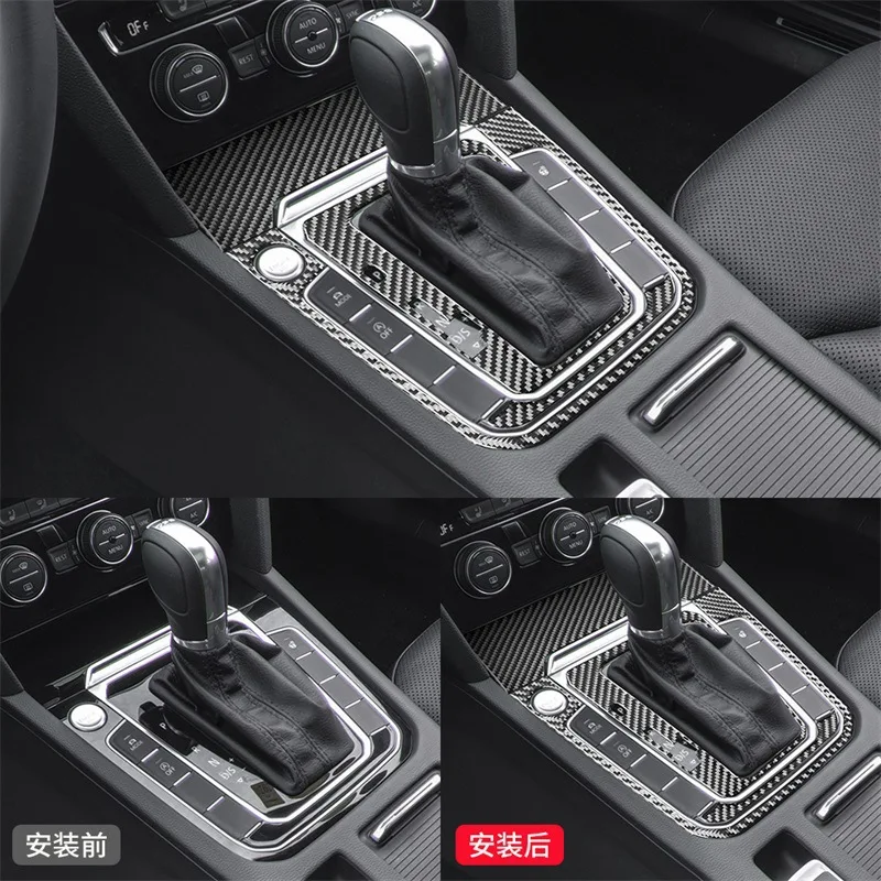 For Volkswagen CC 17-23 Soft Carbon Fiber Central Control Gear Panel Cigarette Lighter Decorative Sticker