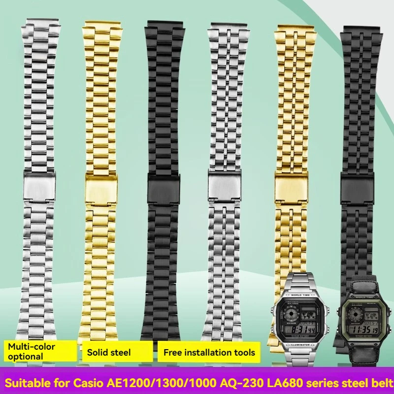 Stainless Steel Strap for Casio 3299 AE-1200 AE-1300 1000 AE-1500 SGW-300/400 w218h Series Men and women Watch accessories