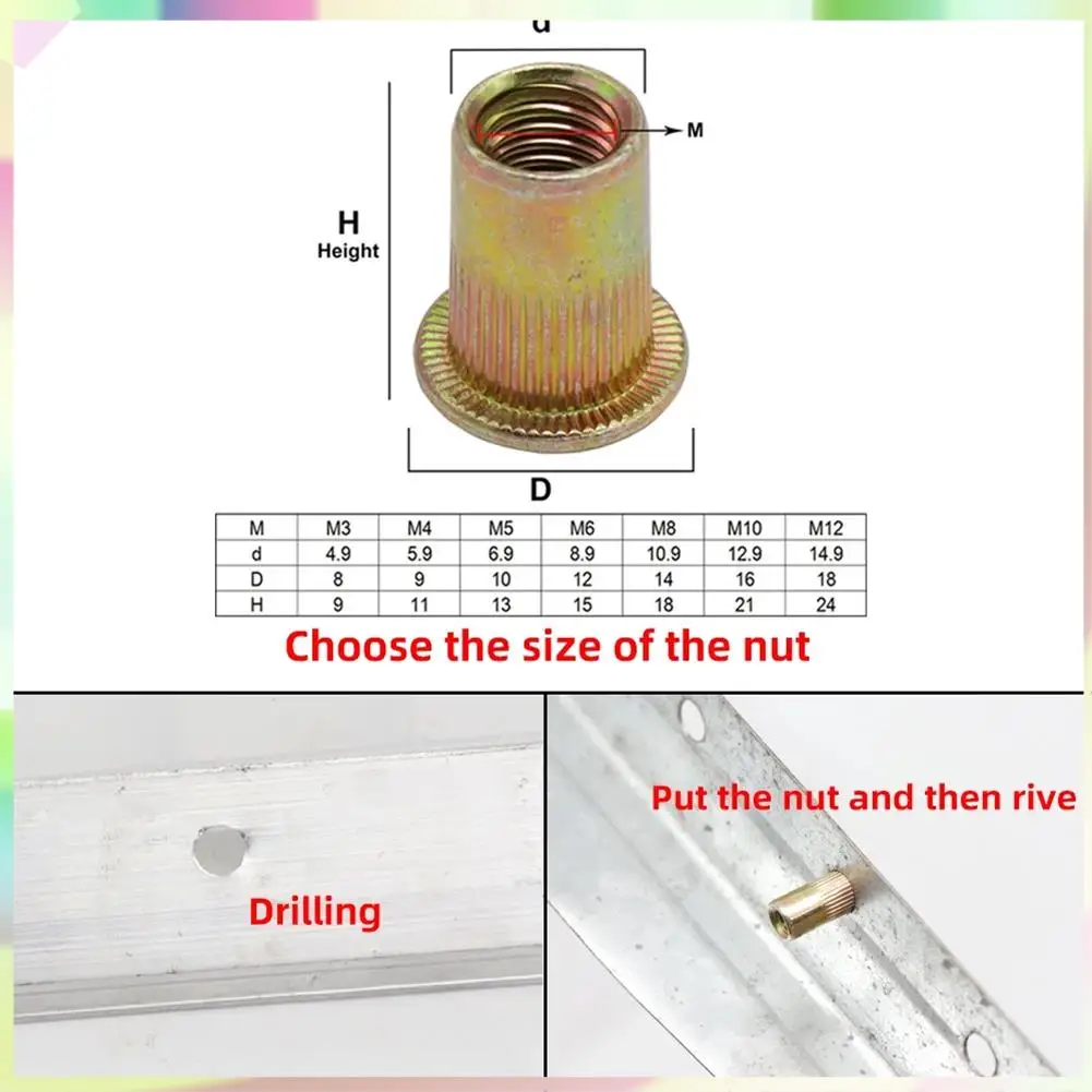 B23B Manual Rivet Nut Gun Tool Set M3 M4 M5 M6 M8 M10 Flat Head Rivet Set For Car Door And Window Nut Riveting