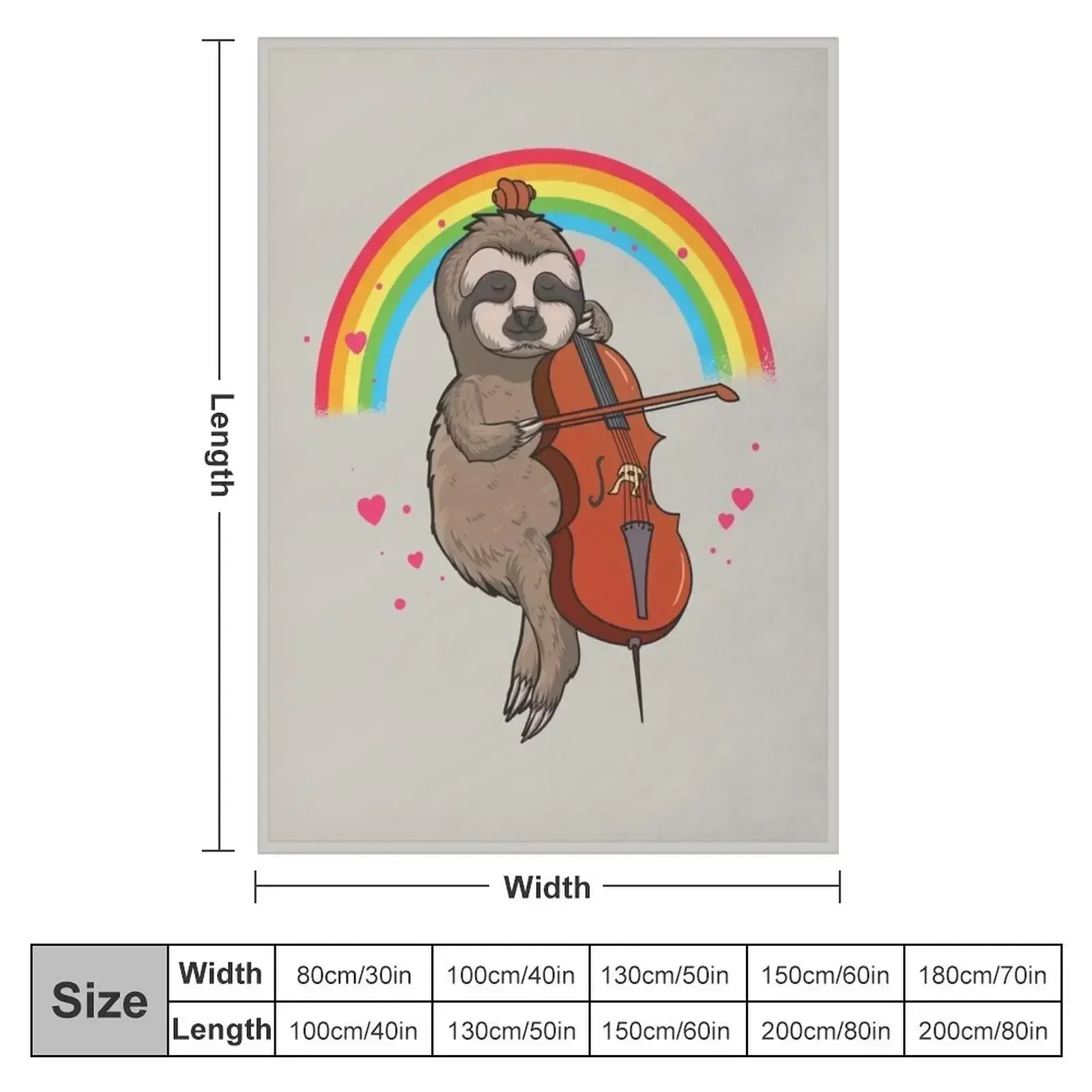 Funny Sloth Cello Player Gift Throw Blanket Softest Furrys Blankets