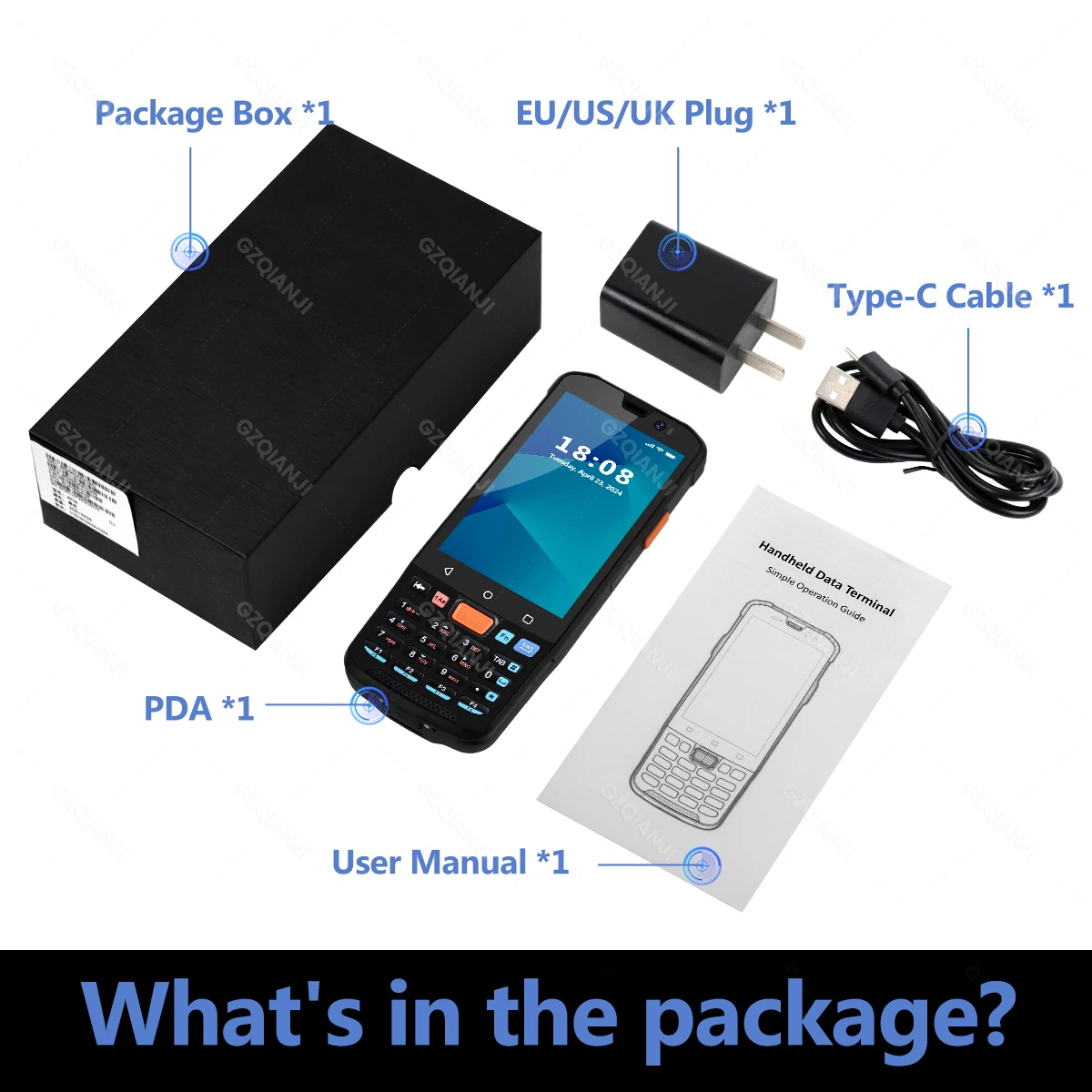 Collecteur de données Android 11 avec lecteur de codes-barres, terminal PDA, 4G64G, NDavid, 3G32G, 1D OJ, QR, EAU pour entrepôt inspecté