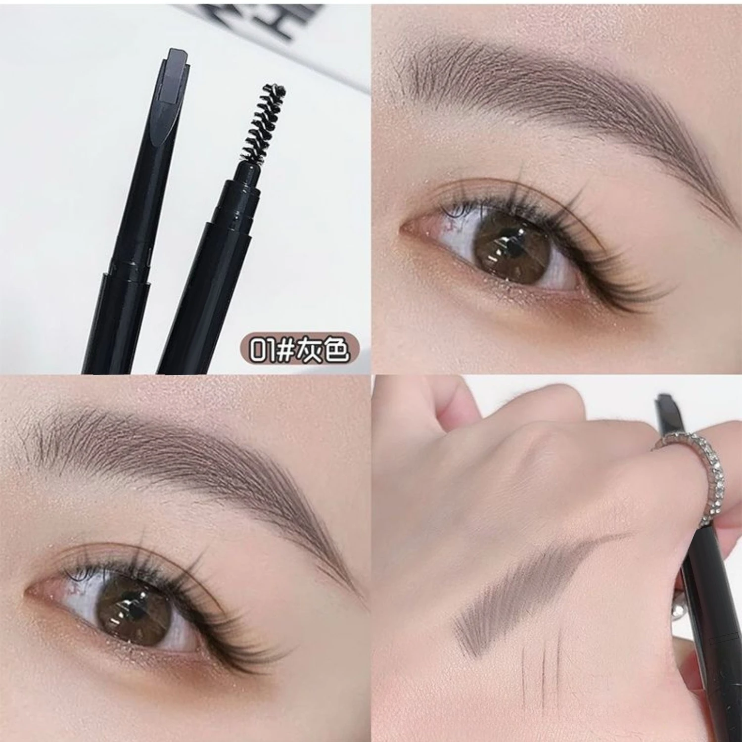 Matita per sopracciglia a doppia testa 2 in 1 Sopracciglia naturale resistente al sudore impermeabile a lunga durata Non facile da sbavare Ogni sopracciglio è distinto