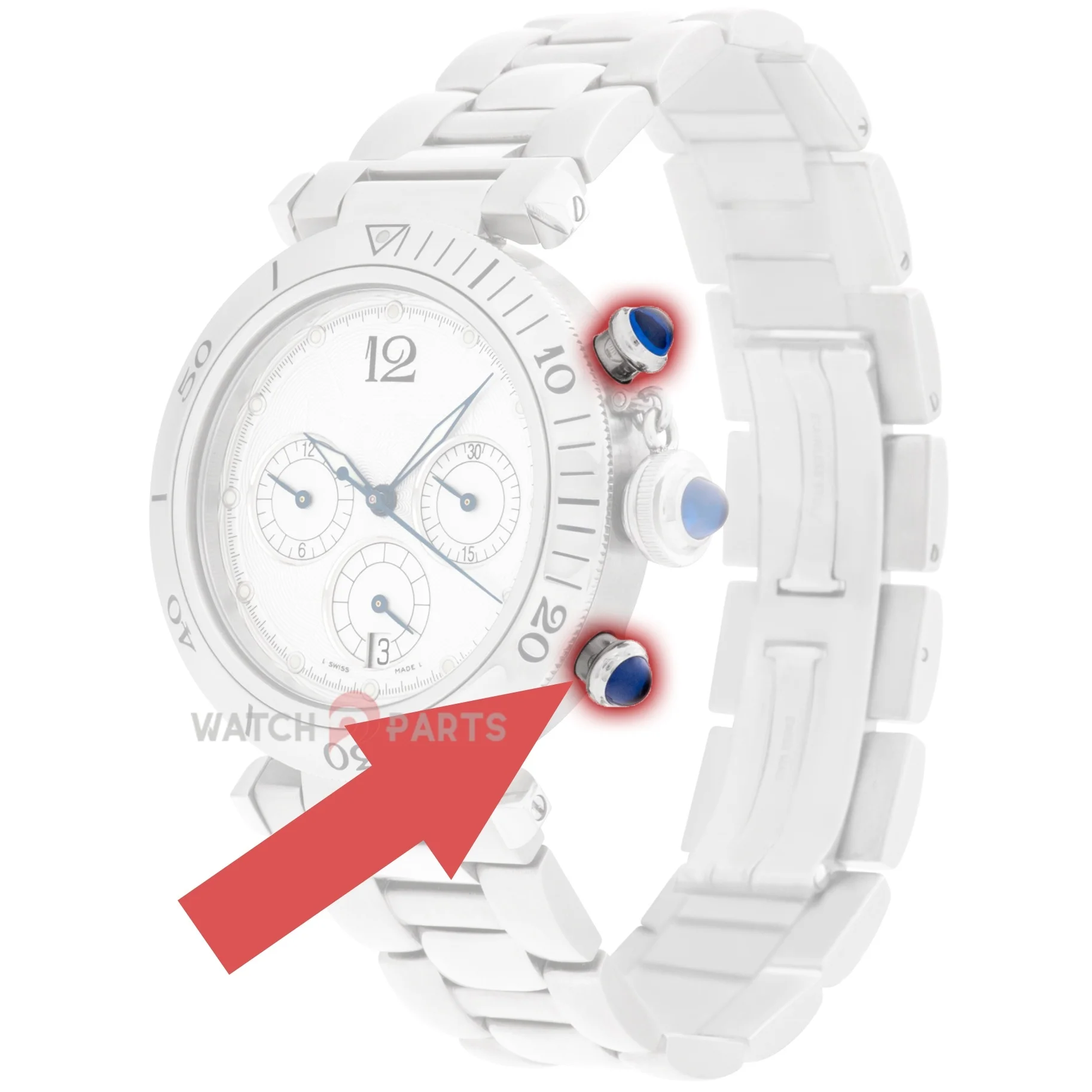 Sapphire Crystal Watch Button Pusher for Cartier Pasha Chronograph Watch