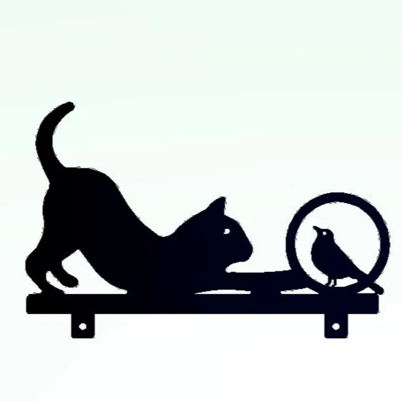 

Creativity Animal Ironwork Grass Silhouette Courtyard Garden Black Cat Ground Home Garden Decoration Metal Crafts