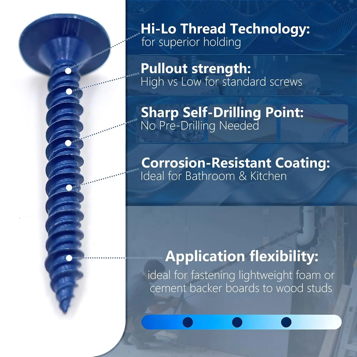 50-500pcs Flat Head Concrete Screw Anchor Blue Cross Countersunk Screws High Low Thread Anchors Plasterboard Hardware Parts Set