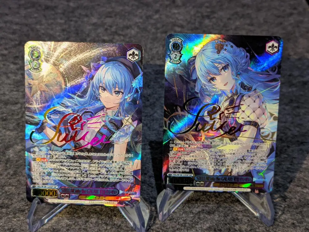 Diy Hololive Ws Collectiekaart Anime Hoshimati Suisei Handtekening Kaart Vergulde Refractieve Kleur Regenboog Flash Uv Textuur Cadeau