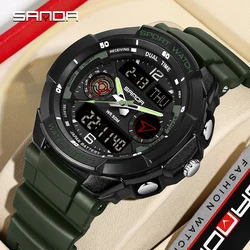 SANDA 6197 Fashion Student Electronic Watch Multi functional Waterproof Alarm Clock Dual Display Men's Electronic Watch 2025