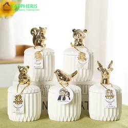 White Ceramic Candle Jars for Candle Making Supplies Containers for Candles Holder Wholesale Tealight Holder with Lid