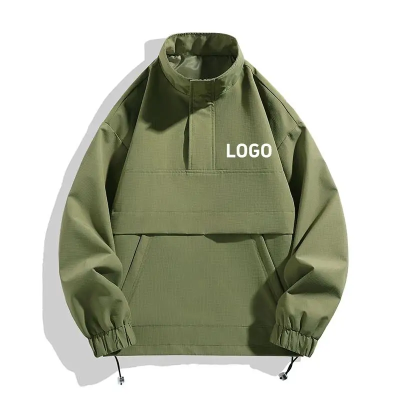 Men's New Casual Pullover Jacket With Oversized Printed Pattern Fashionable Casual Loose Jacket Workwear Stand Up Collar Top