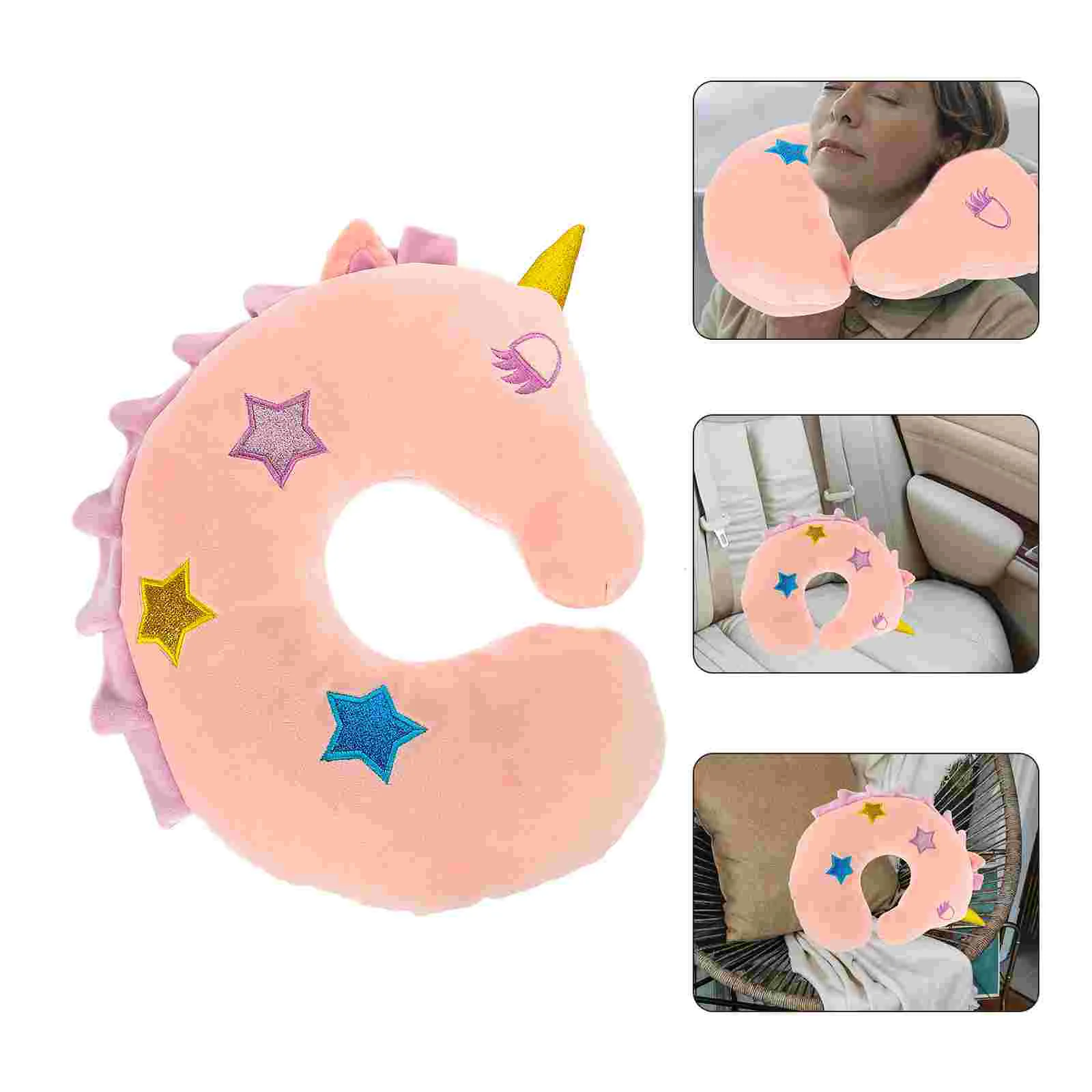 U Shape Pillow Neck Travel for Home Cartoon U-shaped Supple Support Unicorn Design