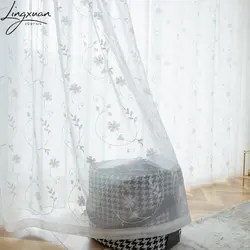 Europe Sheer Curtains for Living Room Floral Tulle Window Treatments the Bedroom Embroidered Voile Curtin For Kitchen Drapes