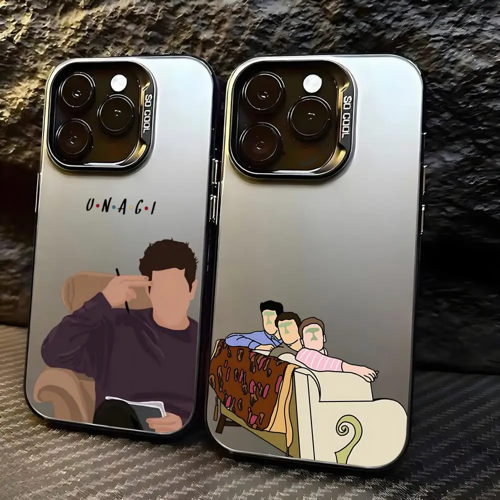 Coque de téléphone Friends, série télévisée populaire, couleur argentée, pour iPhone 17, 16, 15, 14, 13, 12, 11 Pro Max Plus