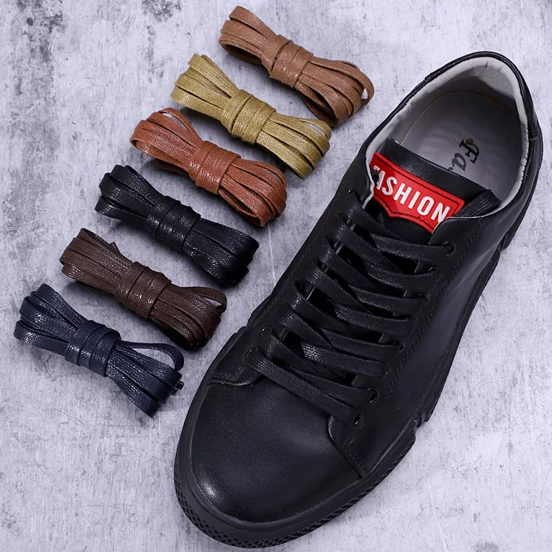 1 Pair Unisex Boots Casual Sneakers Shoelace 0.8 CM Waxed Cotton Shoelaces Width Flat Waterproof Shoe Laces Leather Shoe Lace