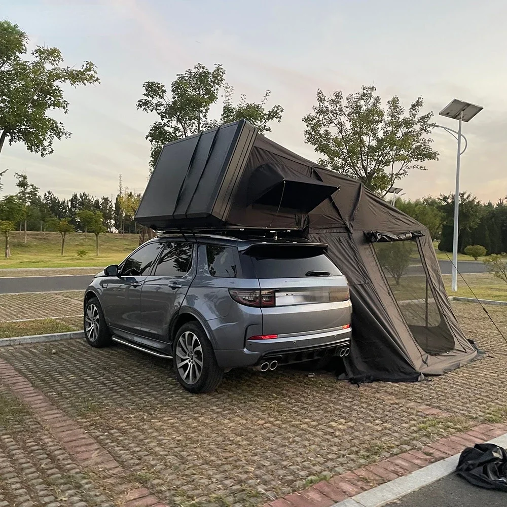 Waterproof Sunshade Folding roof tent camping family roof top tent for SUV Semi-auto Hard Top Roof Top Tent with Annex