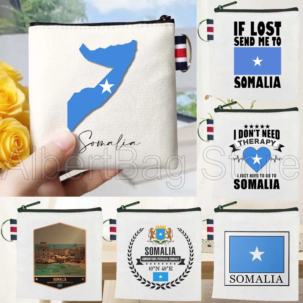 

Somalia Country Map Flag Somalian Customized Birthday Gift Canvas Key Coin Purse Small Square Storage Card Wallets Holders Pouch