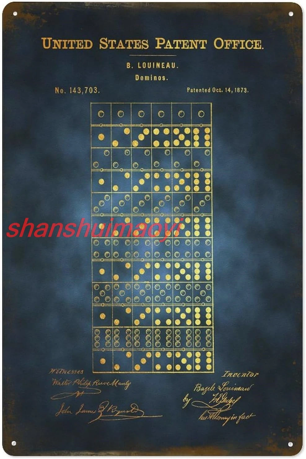 32 Dominoes Game Patent Metal Tin Sign Poster 8”×12” Painting Sign Funny Wall Vintage Art Decor Retro Plaque For Home Bar P KJF