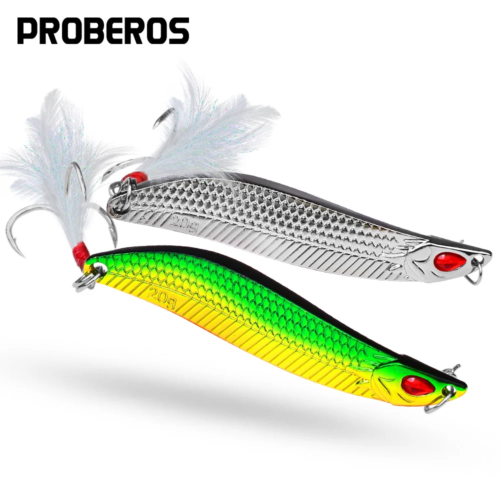 

PROBEROS Fishing Lure S-Shaped VIB Wobbler Spoon Lure 7-20g Hard Bait with Feather Hook Artificial Swimbait for Trout Perch Pike