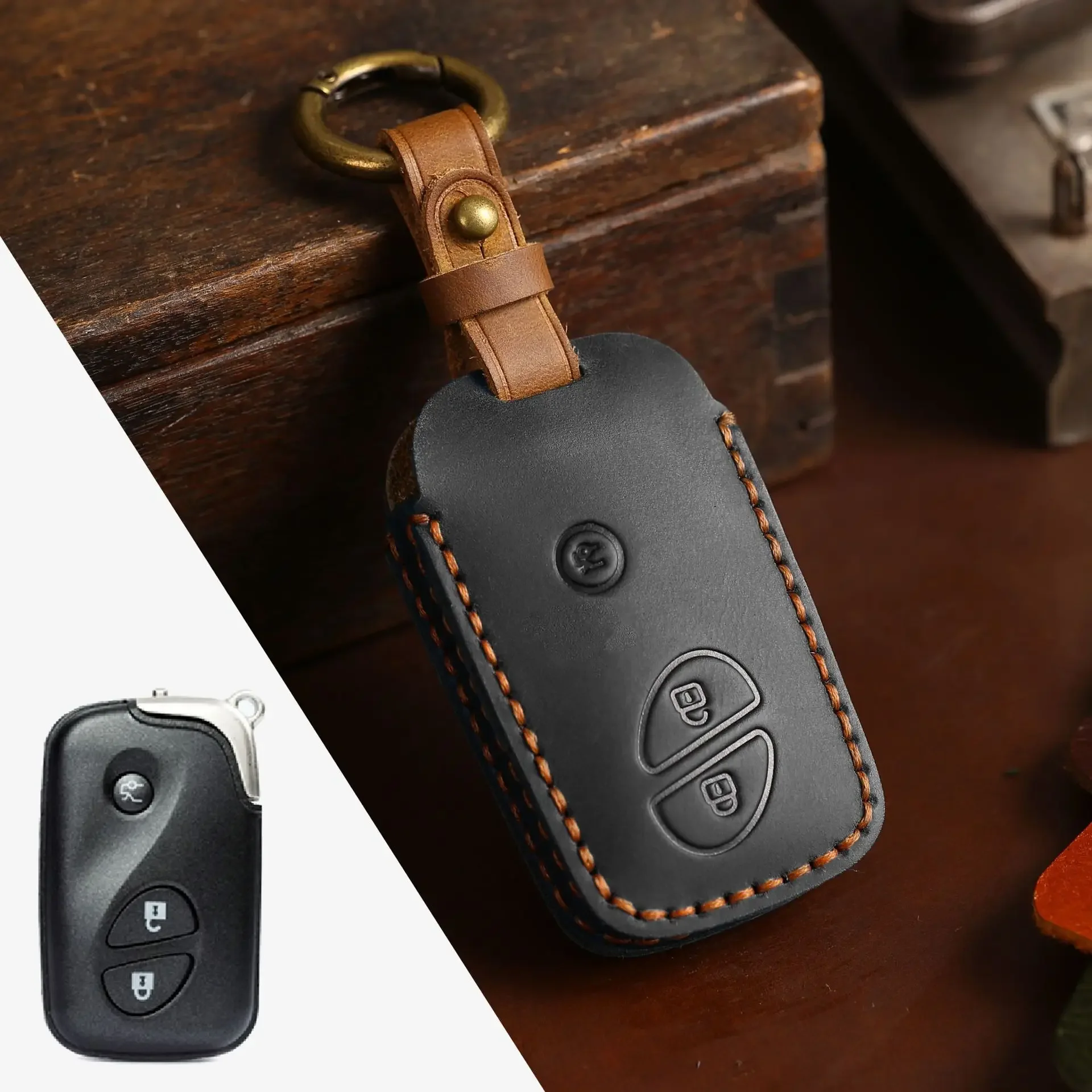 

1pc 3 4 Buttons Handmade Leather Car Key Case Cover Fob For Lexus GS430 ES350 GS350 LX570 IS350 RX350 IS250 Key Shell