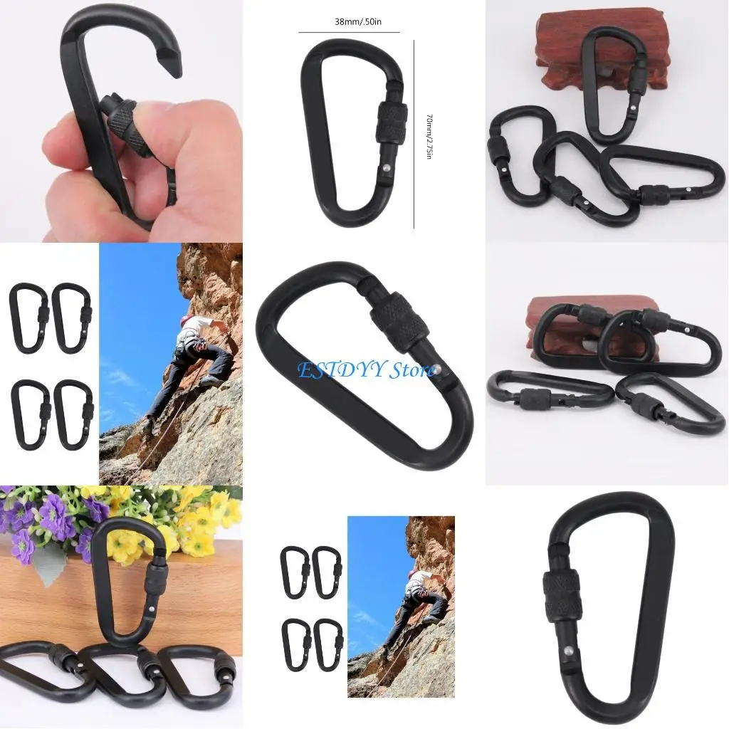 

G6DE 4pcs Portable Aluminum Carabiner Clip Essential Tool for Outdoor Enthusiasts
