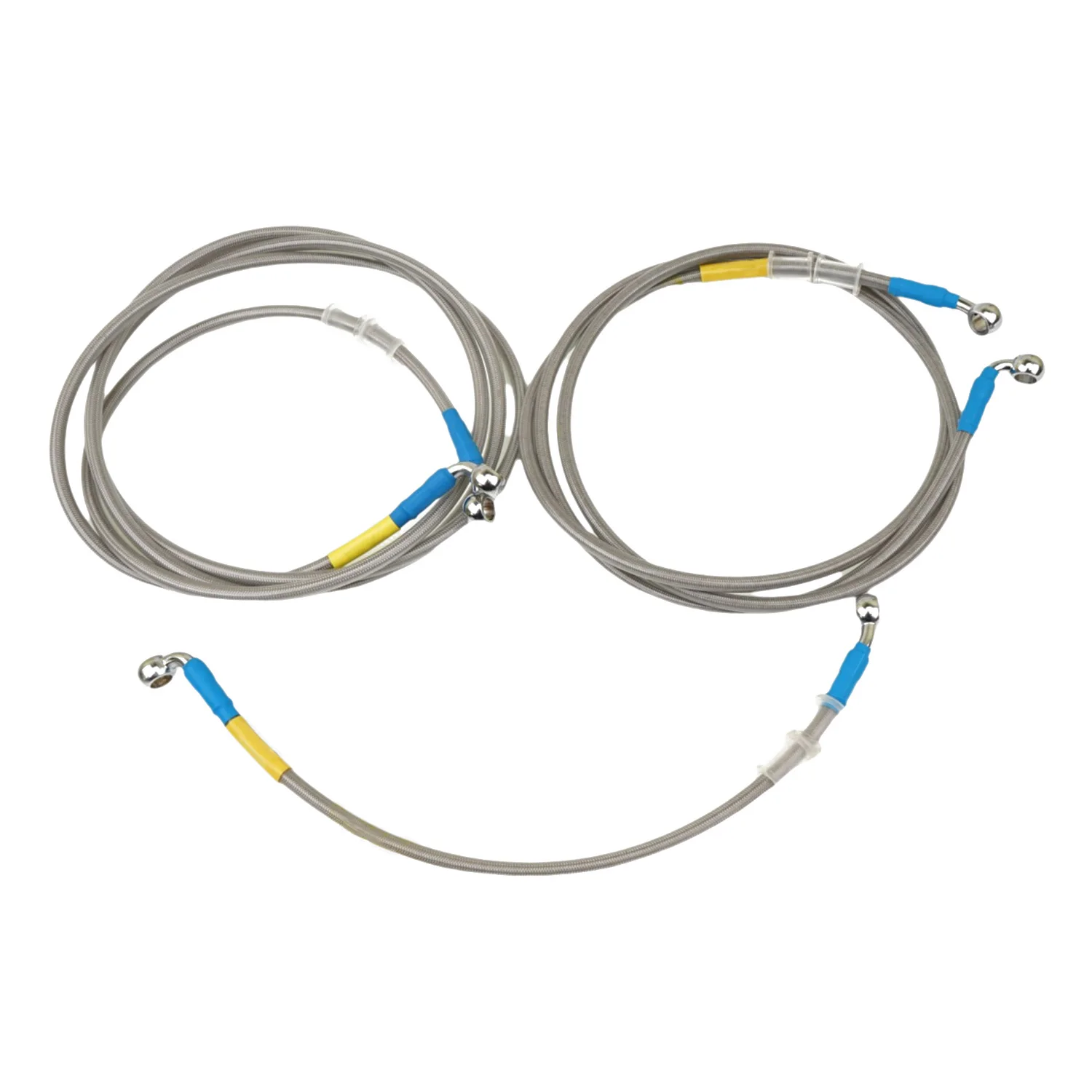 Silver 400mm-2200mm Brake Hose Hydraulic DOT Line Cable 10mm 28°-90° Banjo for Suzuki Kawasaki Yamaha Pipe Line Braided oil hose