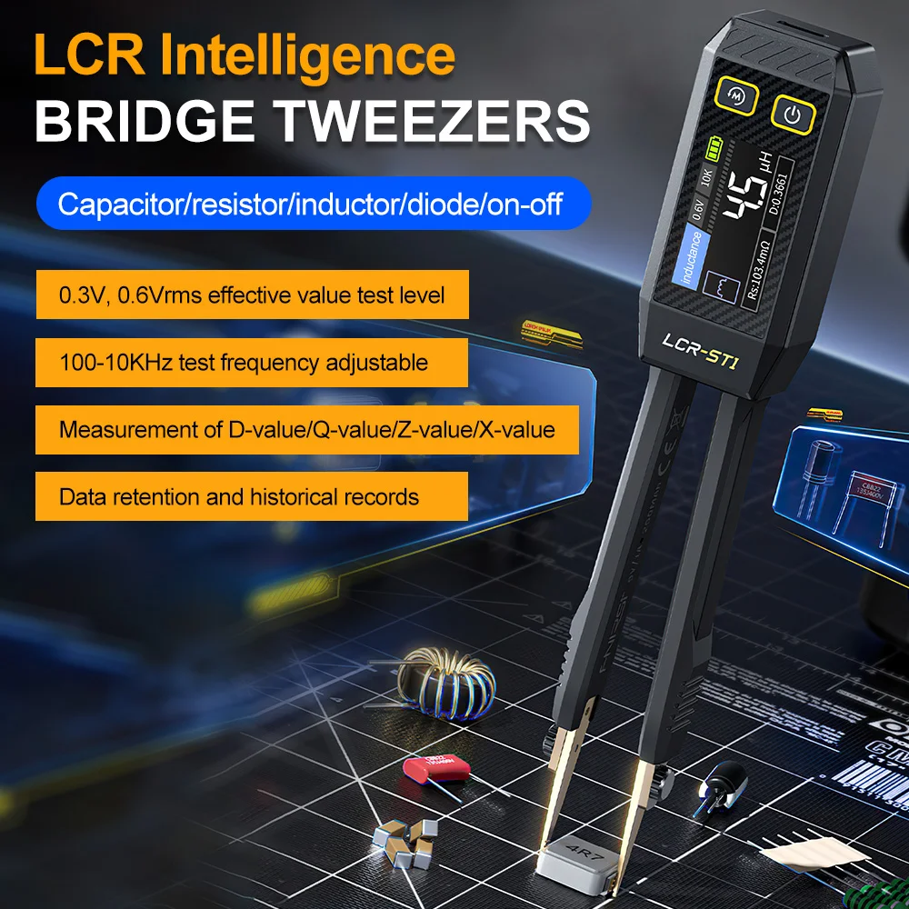 LCR-ST1 Smart SMD Tester Tweezer LCR ESR Meter Resistance Capacitance Inductance Continuity Diode Test Auto Multimeter Tools