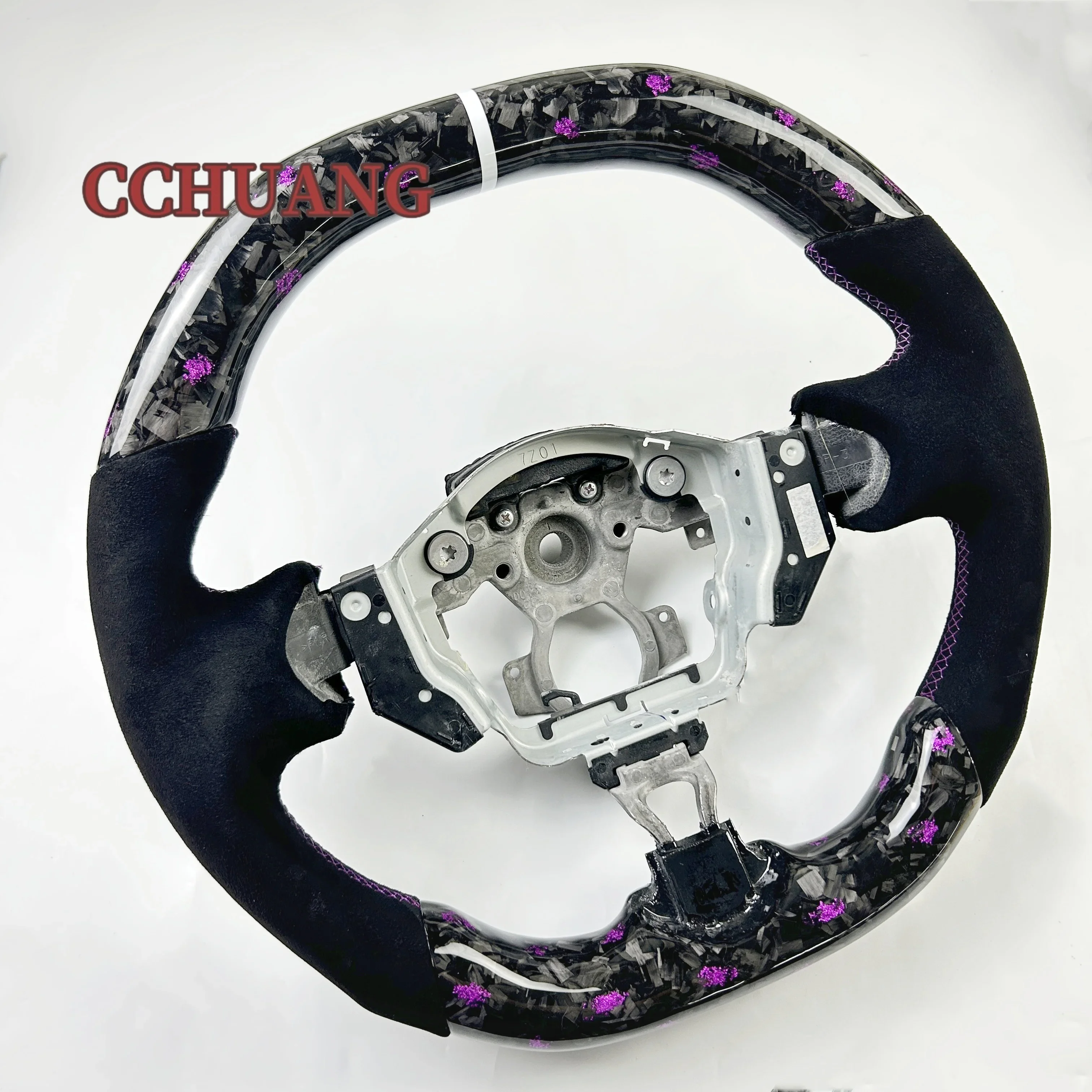 Factory Custom Flat Bottom Purple Forged Carbon Fiber Steering Wheel For Nissan 370Z FX35 Alcantara Custom