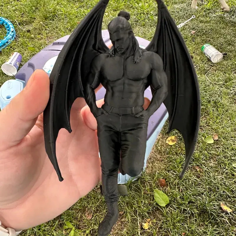 Gothic Bat Wing Male Sculpture Demon Warrior Statue Dark Art Desktop Home Decor Collectible Figurine Bookcase Display Ornament