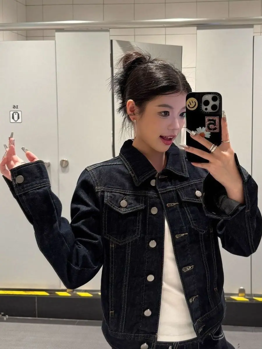 Retro Women's Denim Jacket Slim Fit Spring Autumn New Style Versatile Workwear Jacket Cleanfit Design Cotton Blend Outerwear