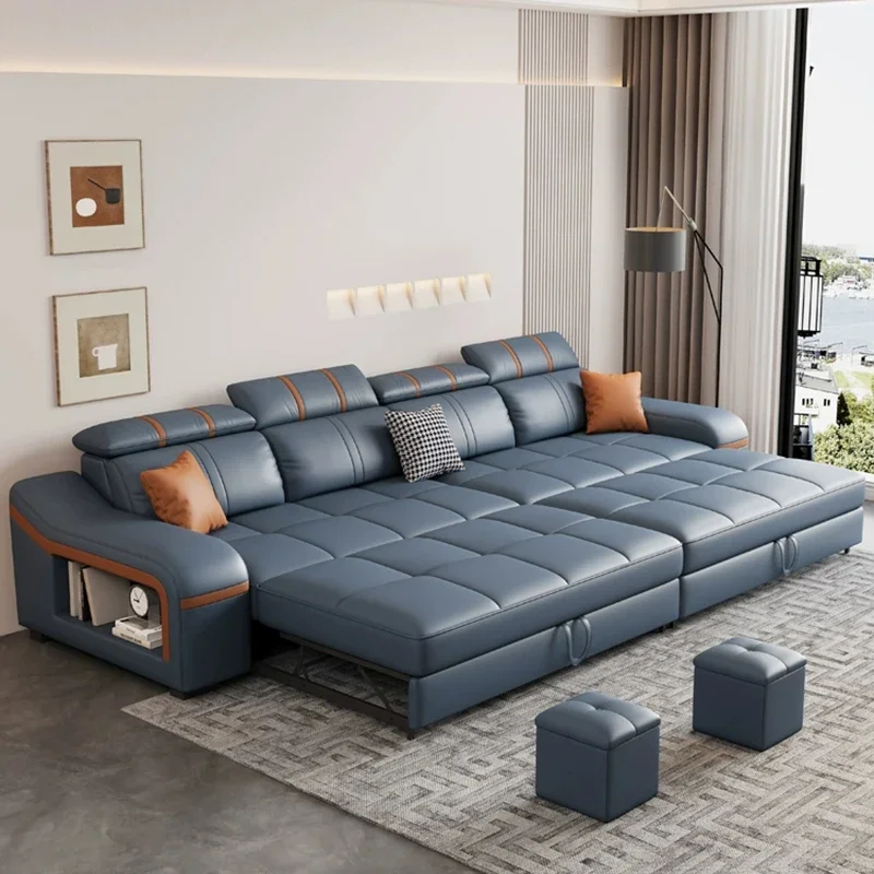 Fabric Modular Sofa Dual-purpose Straight Foldable Japanese Sofa Bed Multifunctional Storage For Three People Home Furniture