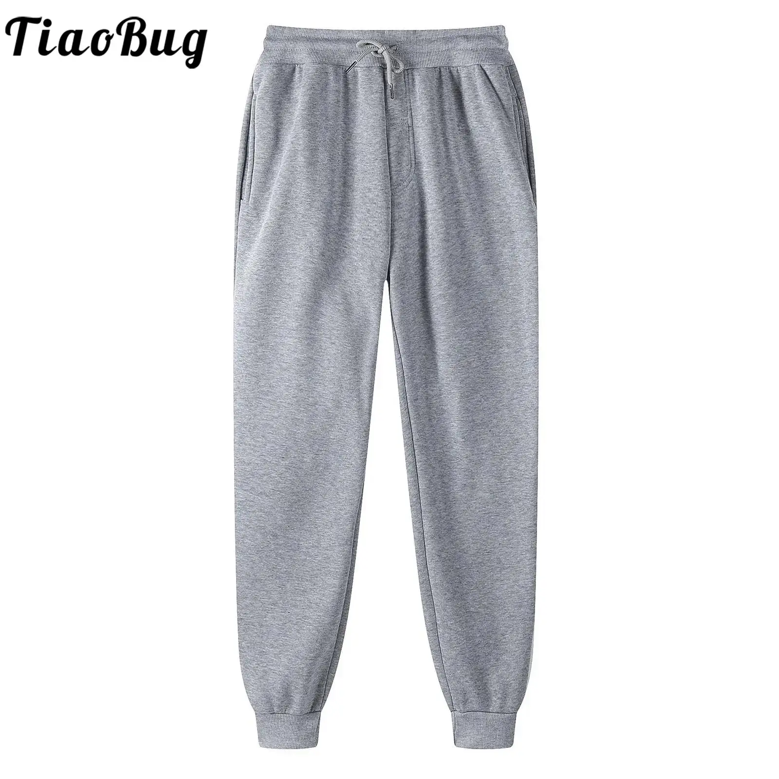 

Unisex Mens Womens Drawstring Sweatpants Casual Daily Wear Solid Color Breathable Elastic Waistband Jogger Pants with Pocket