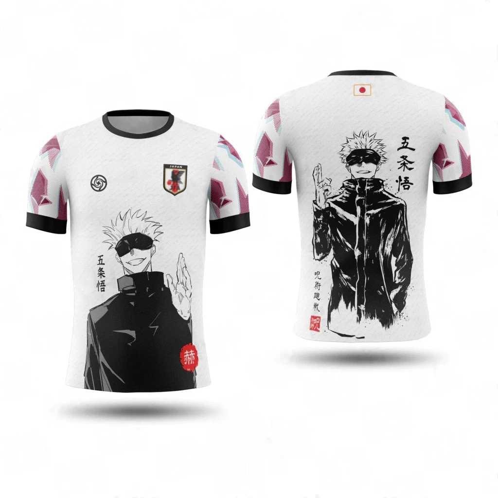 Camiseta Deportiva con Estampado de Anime Japonés Jujutsu Kaisen de Bandai Satoru Gojo, Transpirable, de Secado Rápido, Suave y Cómoda para el Verano