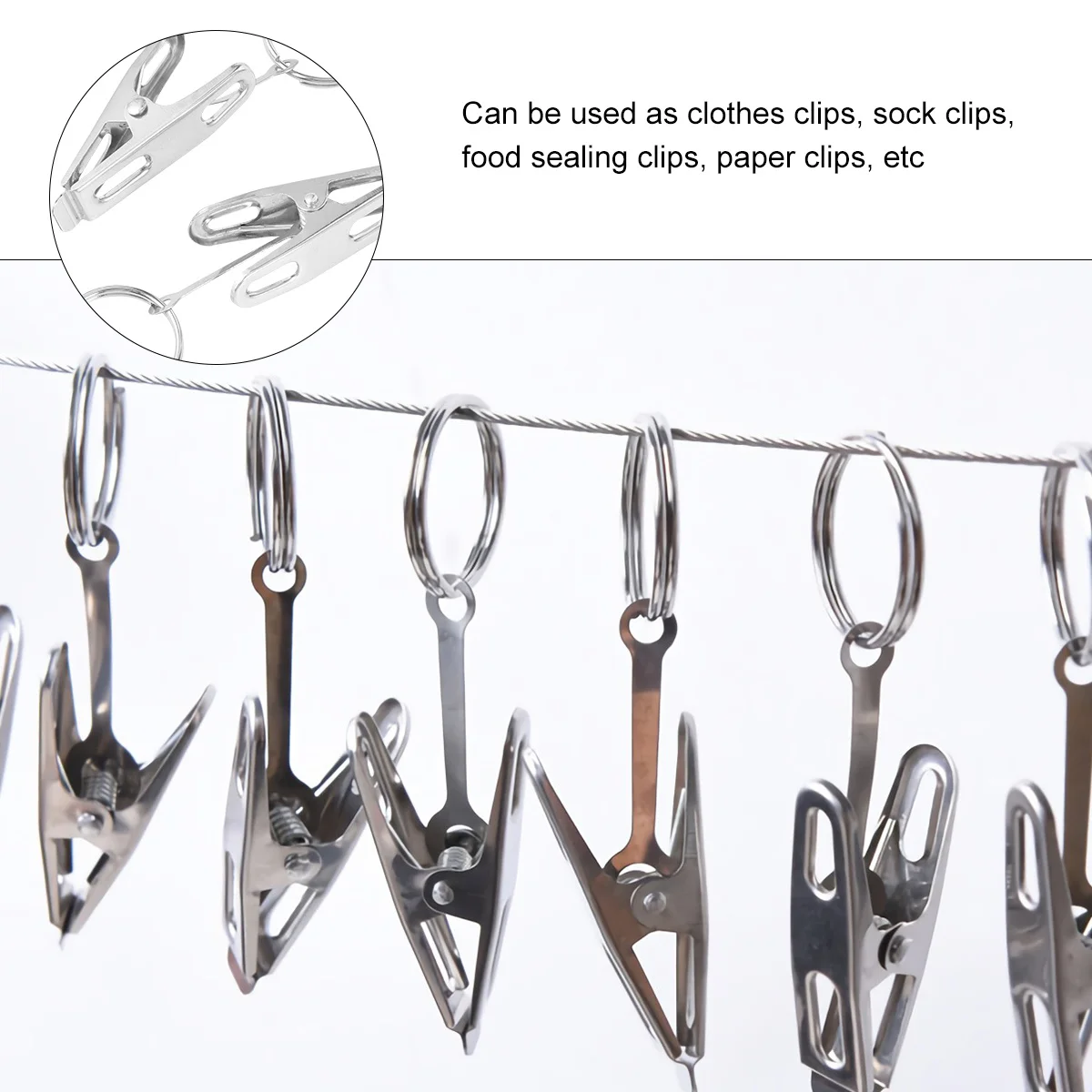 

10Pcs Rustproof Curtain Clips Stainless Steel Clip for Background Cloth Photographic Cloth Drapery Clip with Ring