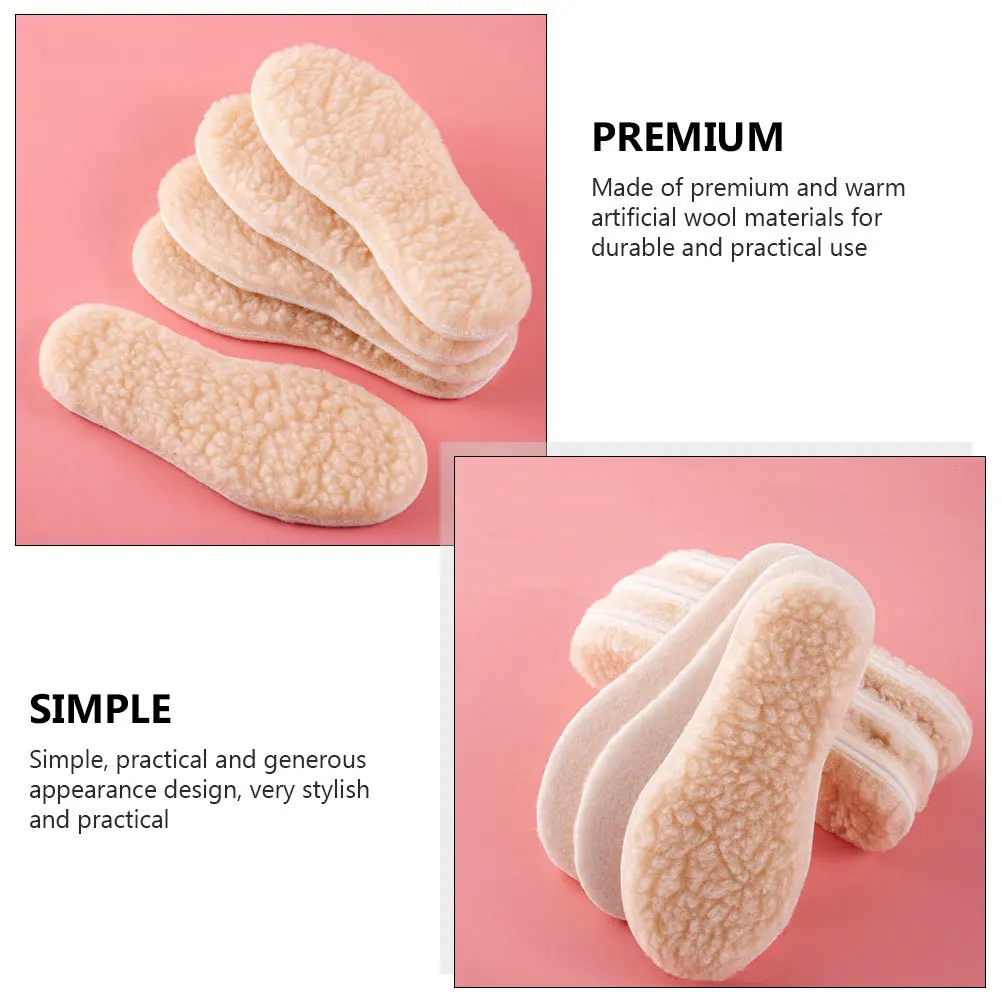 

6Pairs Warm Insoles for Kids Premium Imitation Lamb Fleece Winter Insole Breathable Non-Slip Resistant Shoe Insert