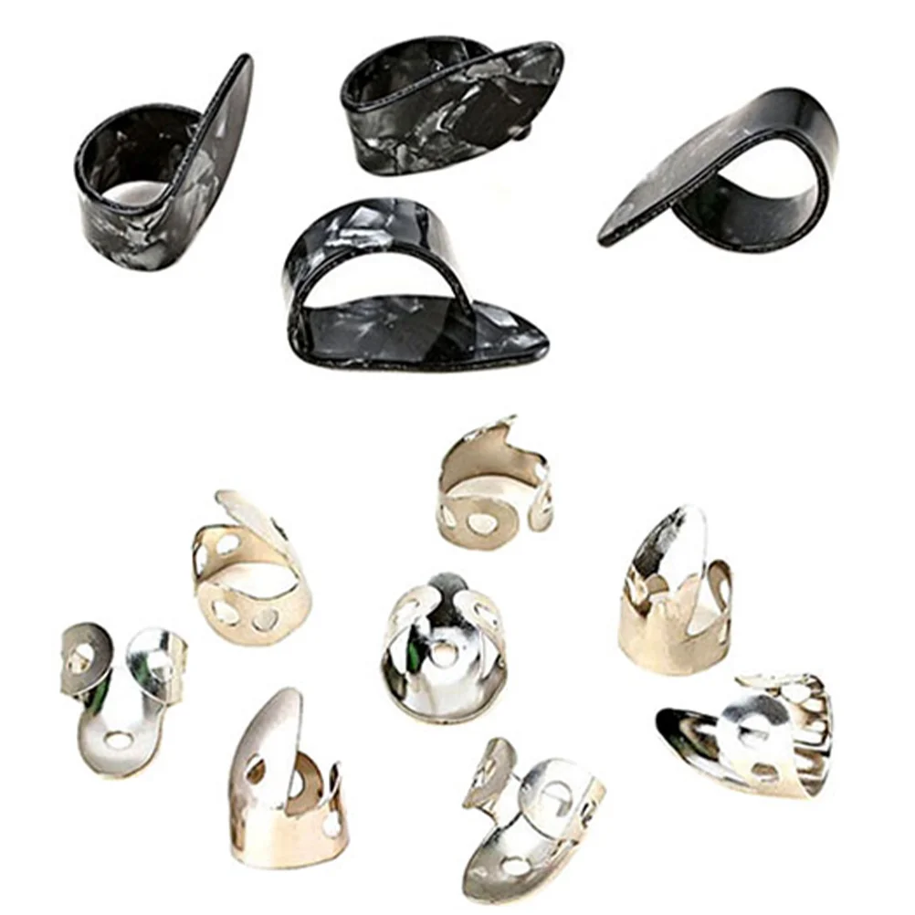 12 قطعة من حلقات اختيار الإبهام المعدنية القابلة للتعديل من الفولاذ المقاوم للصدأ أداة حماية لممارسة الجيتار
