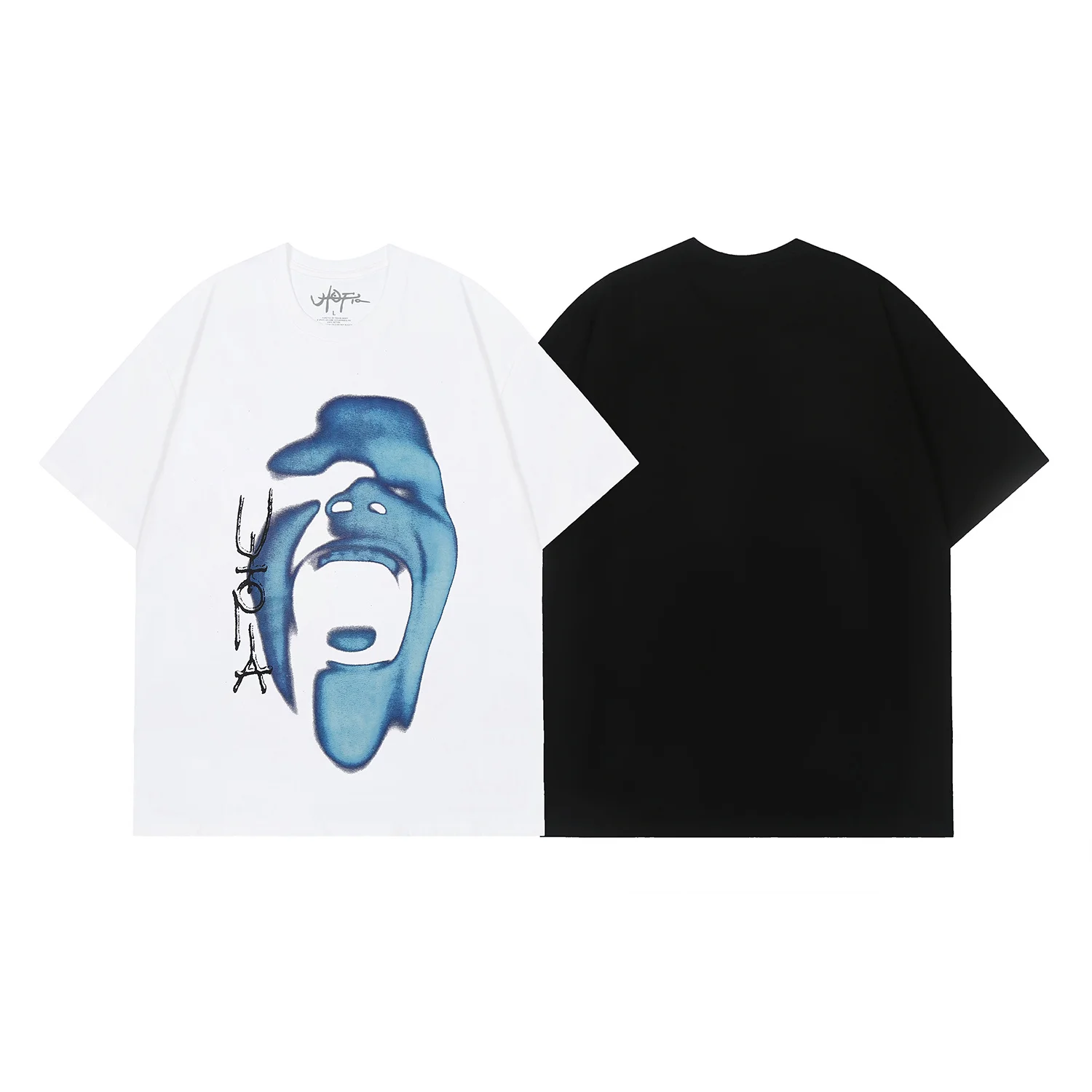 American Style Loose Fit Pure Cotton Short Sleeve T-Shirt Emotion Print Streetwear Casual Youthful Fashion City Walk Daily Wear