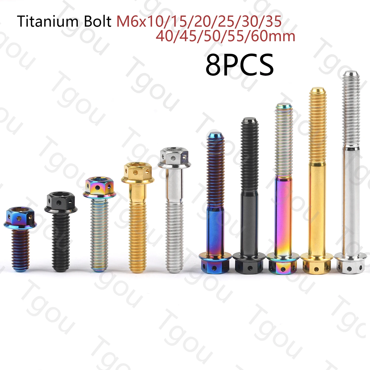 

Tgou Titanium Bolt M6x10/15/20/25/30/35/40/45/50/55/60mm Flange Hex Screw for Motorcycle