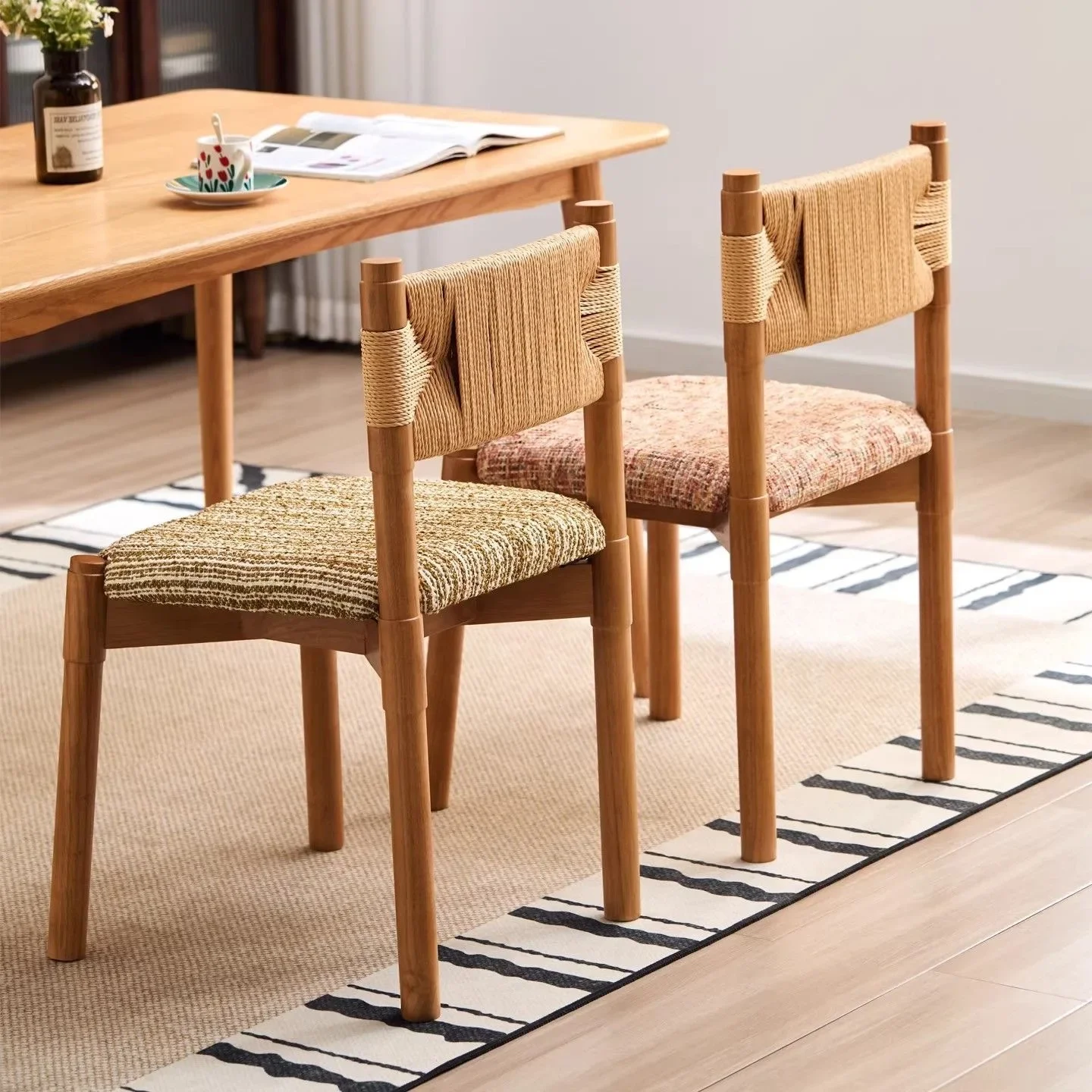 DSA solid wood retro dining chair small apartment medium and ancient style retro at any time bamboo chair advanced sense