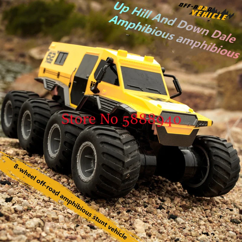 Veículo de carro dublê de controle remoto anfíbio off-road 8WD 1:14 360 °   Gire 2 a 1 modelo de caminhão de escalada com controle de rádio à prova d'água