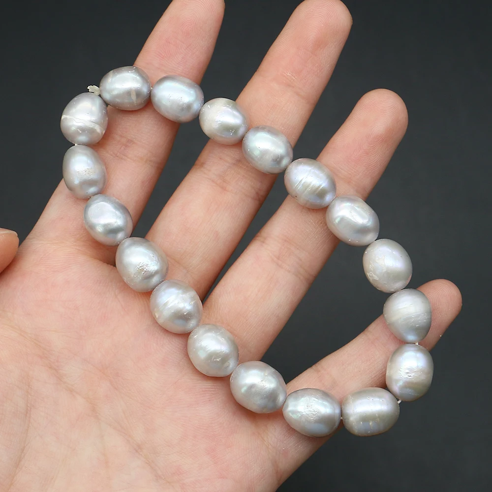 Natural Silver-color Freshwater Rice Pearl Pearl Bracelet Finished Product Elliptical Shape Elegant Charm Women's Jewelry Gift