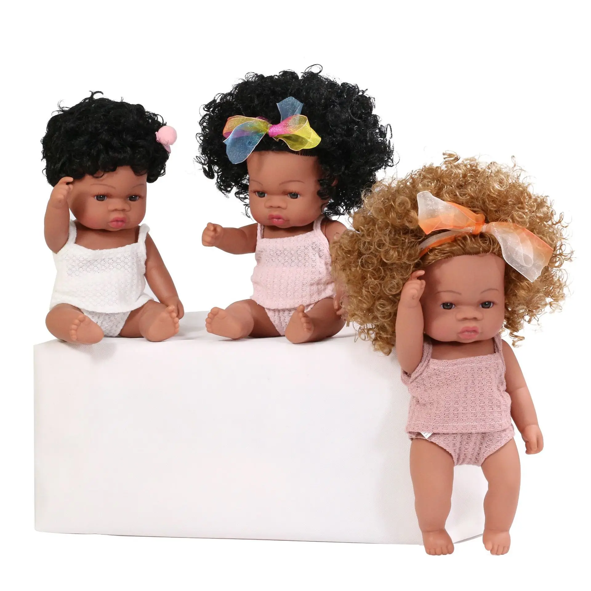 33cm Cute African Black Reborn Doll Simulation Vinyl Newborn Reborn Doll Joints Movable Children Play House Toys Birthday Gift