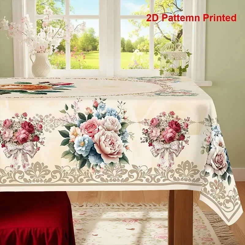 European-style bouquet lace tablecloth with a retro court style. Multiple sizes available. Suitable for dining tables.zyc