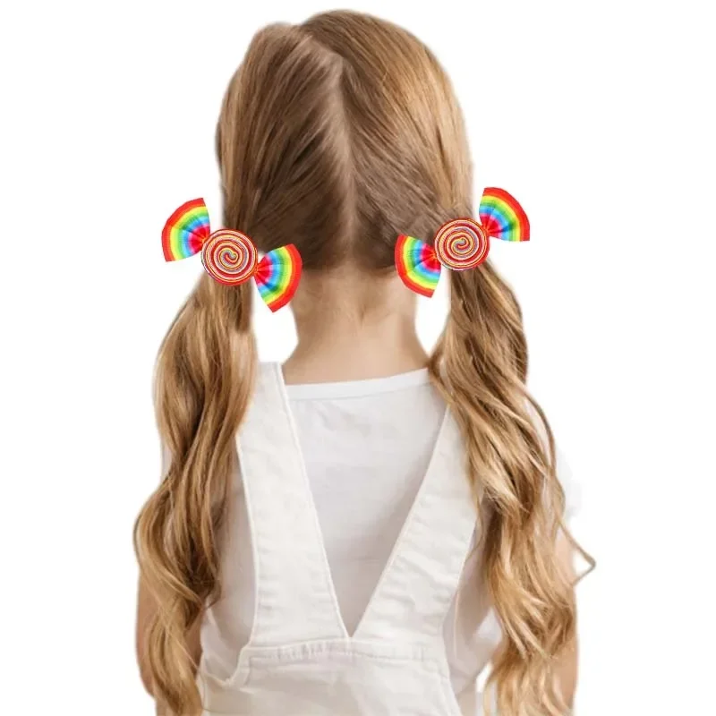 Oaoleer 2PCS Christmas Candy Hair Clips for Children Sweet Girls Candy Bow Hairpins Kids Barrettes Christmas Hair Accessories