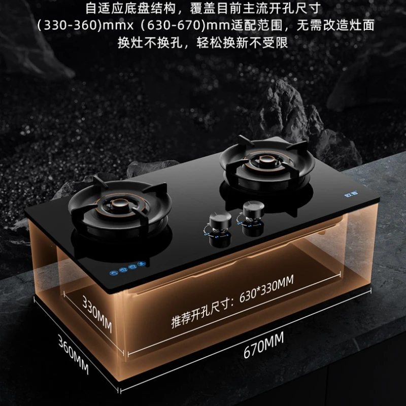 Household Dual-Burner Embedded Gas Stove for Liquefied Petroleum Gas and Natural Gas。