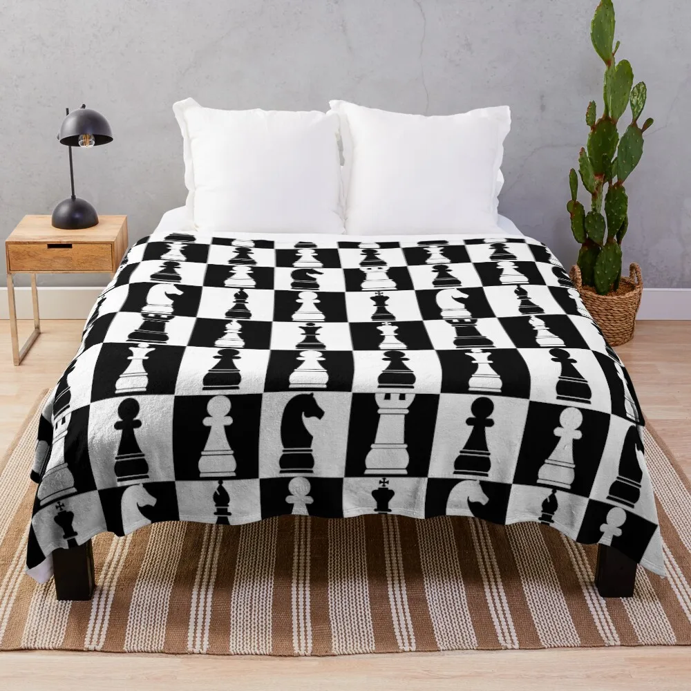 

Black and White Chess Board Print Pattern Throw Blanket Soft Plaid Shaggy Luxury St valentine gift ideas Blankets